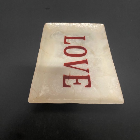 Capiz Rectangular Love Tray (Red/White) Pearl Tone - Picture 2 of 7